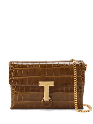 TOM FORD Monarch crocodile-embosssed crossbody bag - Brown