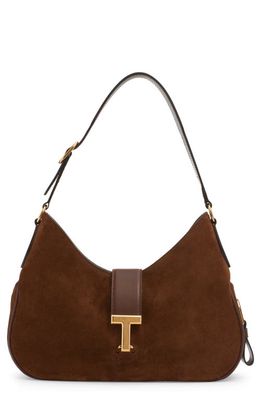 TOM FORD Monarch Medium Suede Hobo Bag in Whiskey