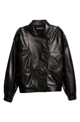TOM FORD New Plongé Leather Biker Jacket in Black