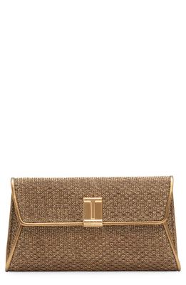 TOM FORD Nobile Textured Fabric Clutch in Dark Gold