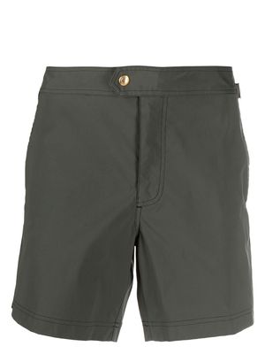 TOM FORD off-centre button-fastening swim shorts - Green