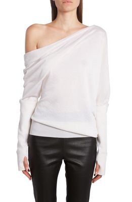 Tom Ford Off the Shoulder Cashmere & Silk Sweater in Chalk