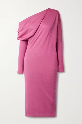 TOM FORD - One-shoulder Cashmere And Silk-blend Midi Dress - Pink