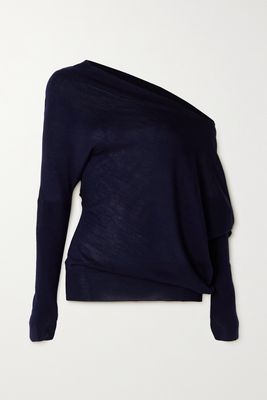 TOM FORD - One-shoulder Cashmere And Silk-blend Sweater - Blue