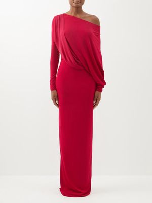 Tom Ford - One-shoulder Draped Jersey Gown - Womens - Raspberry