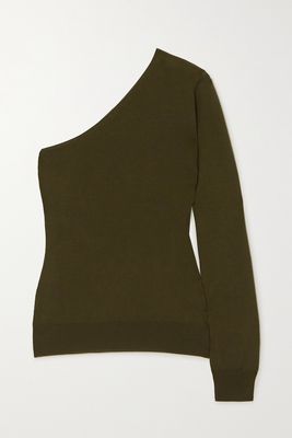 TOM FORD - One-sleeve Cashmere And Silk-blend Sweater - Green