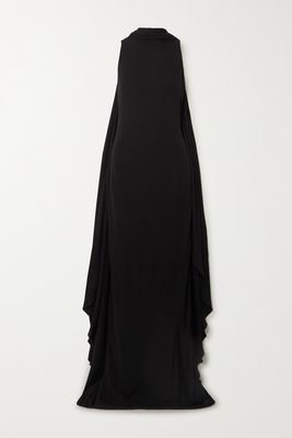 TOM FORD - Open-back Cape-effect Jersey Gown - Black