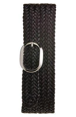 TOM FORD Oval Buckle Woven Belt in Dark Brown