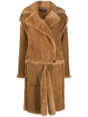 TOM FORD oversized shearling coat - Brown
