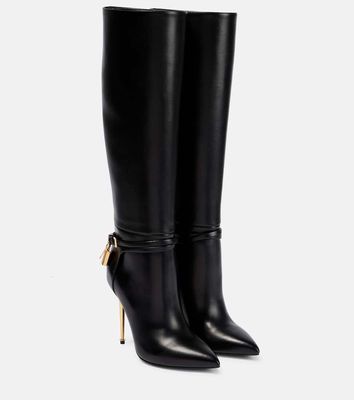 Tom Ford Padlock 105 leather knee-high boots