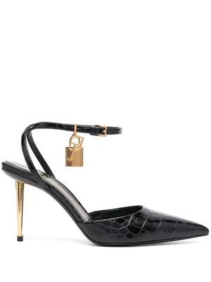 TOM FORD Padlock 90mm leather pumps - Black
