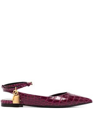 TOM FORD padlock-detail ballerina shoes - Purple