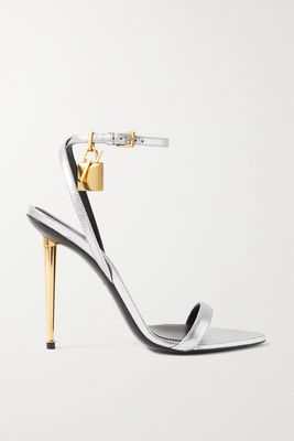 TOM FORD - Padlock Metallic Leather Sandals - Silver