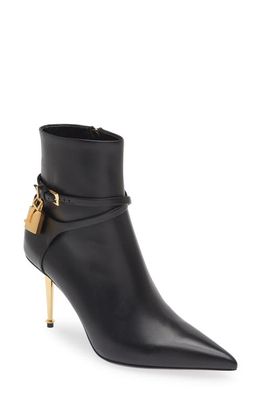 TOM FORD Padlock Pointed Toe Bootie in Black