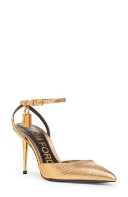 TOM FORD Padlock Pointed Toe Pump in Gold