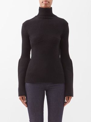 Tom Ford - Panel-ribbed Roll-neck Wool Sweater - Womens - Black