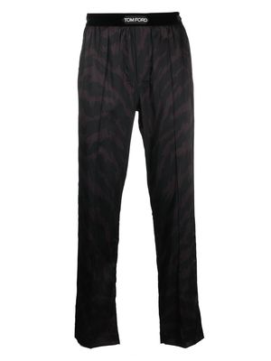 TOM FORD patterned logo-waistband pyjama trousers - Black