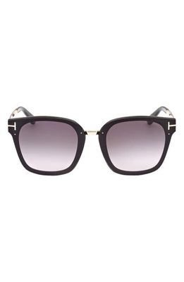 TOM FORD Philippa 68mm Gradient Square Sunglasses in Shiny Black/Smoke