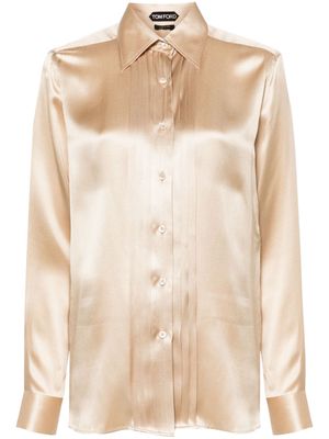 TOM FORD pintuck-detail silk shirt - Neutrals