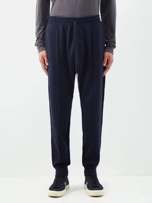 Tom Ford - Pintucked Cotton-blend Jersey Track Pants - Mens - Blue