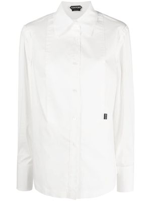 TOM FORD plastron-detail long-sleeve tuxedo shirt - White