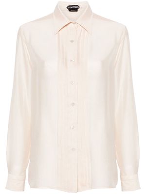 TOM FORD pleat-detail silk shirt - Neutrals