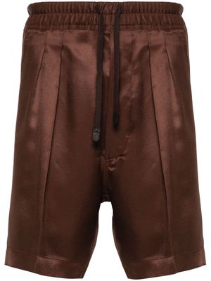 TOM FORD pleated silk twill shorts - Brown