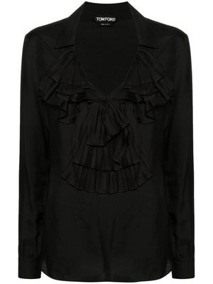 TOM FORD plissé ruffle-collar blouse - Black