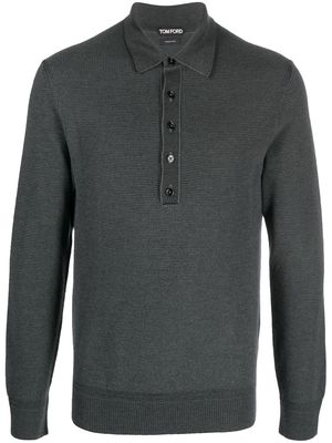 TOM FORD polo-collar ribbed jumper - Grey