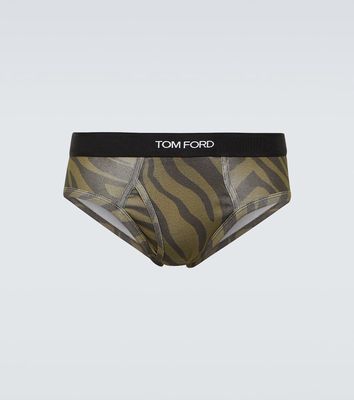 Tom Ford Printed cotton-blend jersey boxer briefs