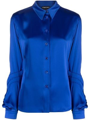 TOM FORD puff-sleeve buttoned shirt - Blue
