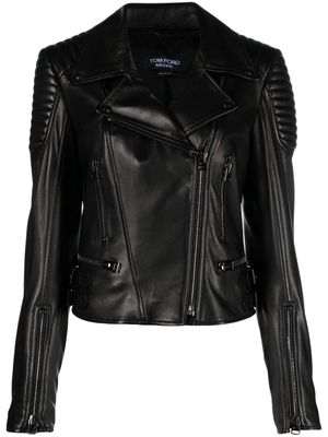 TOM FORD quilted-panel leather jacket - Black