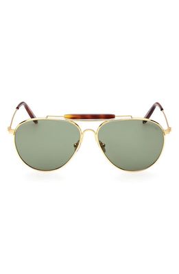 TOM FORD Raphael-02 59mm Aviator Sunglasses in Shiny Deep Gold /Green