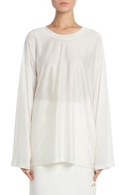 TOM FORD Relaxed Fit Long Sleeve Silk Jersey T-Shirt in Chalk