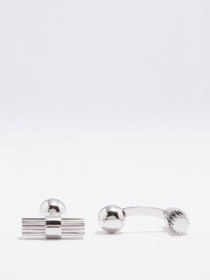 Tom Ford - Ribbed 18kt White Gold Cufflinks - Mens - Silver