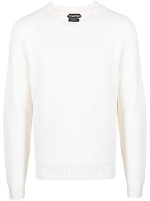 TOM FORD ribbed-knit crew-neck jumper - Neutrals