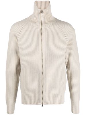 TOM FORD ribbed-knit wool-cashmere cardigan - White