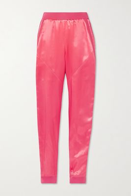 TOM FORD - Ribbed Silk-satin Tapered Pants - Pink