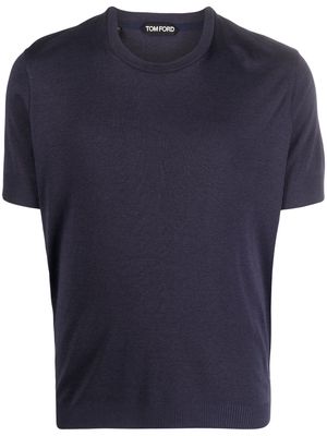 TOM FORD ribbed-trim short-sleeved T-shirt - Blue