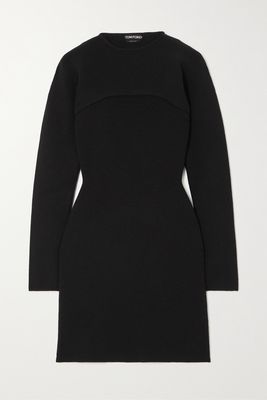 TOM FORD - Ribbed Wool-blend Mini Dress - Black