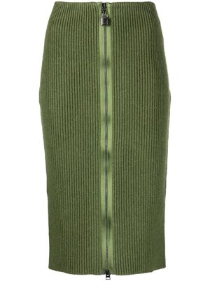 TOM FORD ribbed zip-up pencil skirt - Green