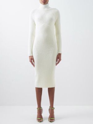 Tom Ford - Roll-neck Ribbed-knit Wool Dress - Womens - White