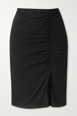 TOM FORD - Ruched Stretch-crepe Midi Skirt - Black