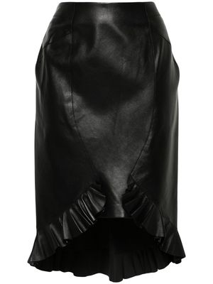 TOM FORD ruffled leather pencil skirt - Black