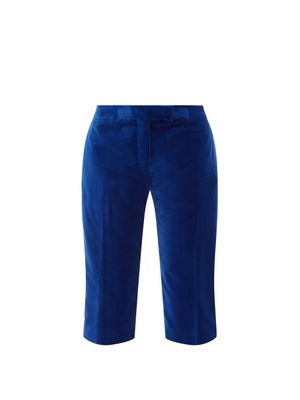 Tom Ford - Satin And Cotton-velvet Suit Shorts - Womens - Blue