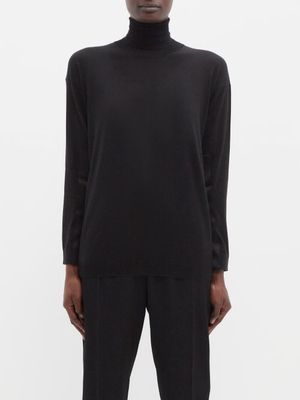 Tom Ford - Satin-back Cashmere-blend Roll-neck Sweater - Womens - Black