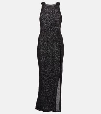 Tom Ford Satin-trimmed raffia-effect maxi dress