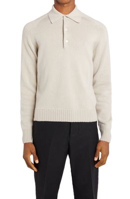 TOM FORD Seamless Cashmere Polo Sweater in Ivory