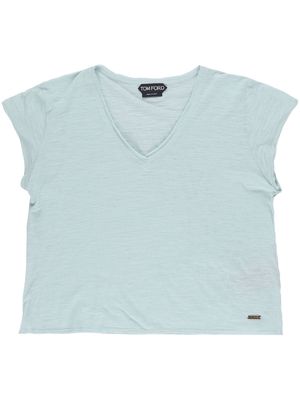 TOM FORD semi-sheer cotton T-shirt - Blue