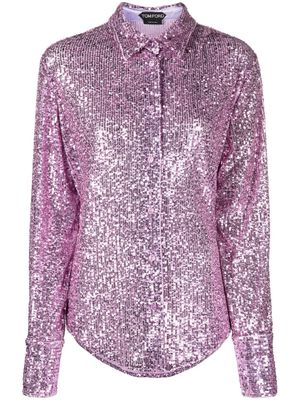 TOM FORD sequin-embellished long-sleeve shirt - Purple